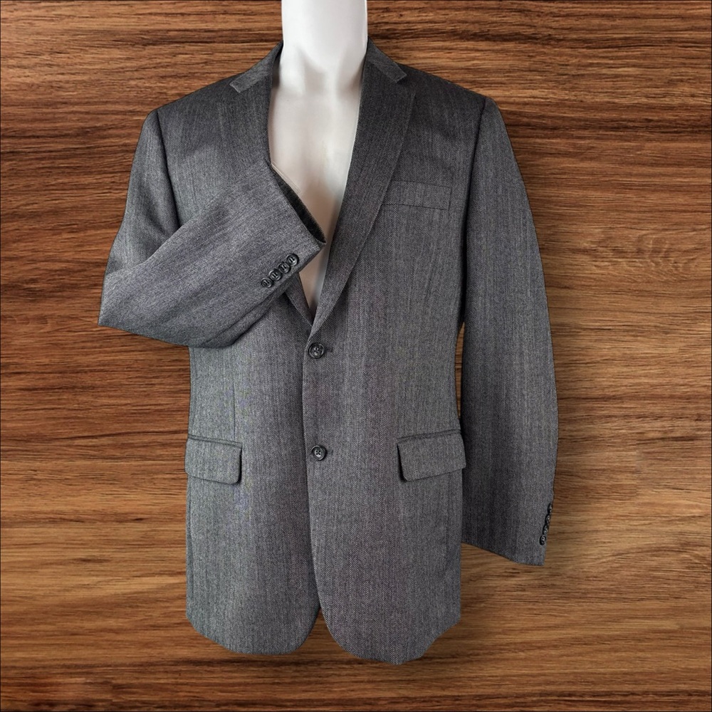 Joseph Feiss Gold Sport Coat Men’s 44L Classic Fit Grey Tweed Jacket Blazer